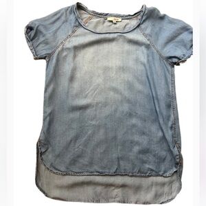 MNK Cottagecore Blue Denim Cap Sleeve Light‎ Distressed Top